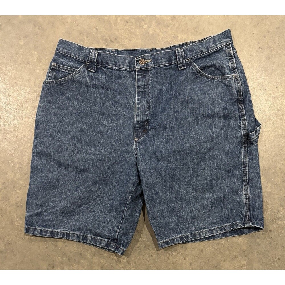 Wrangler Carpenter Cargo Jean Shorts Mens Size 38 Blue Denim Workwear Jorts